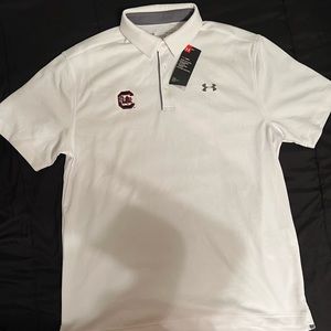 Brand New South Carolina Gamecocks White Under Armor Polo